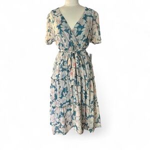 Mimi Chica Blue and White Floral Midi Dress